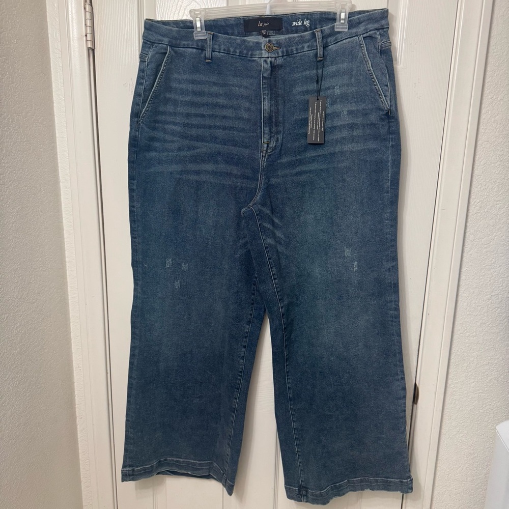 LA Joie Wide Leg Jeans Blue Denim Women’s Plus Size 24W High Rise NWT